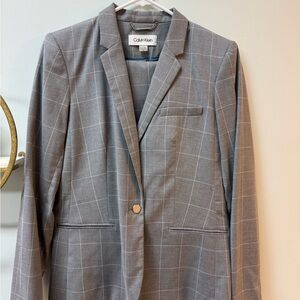Calvin Klein Light Gray Windowpane Blazer & Pants